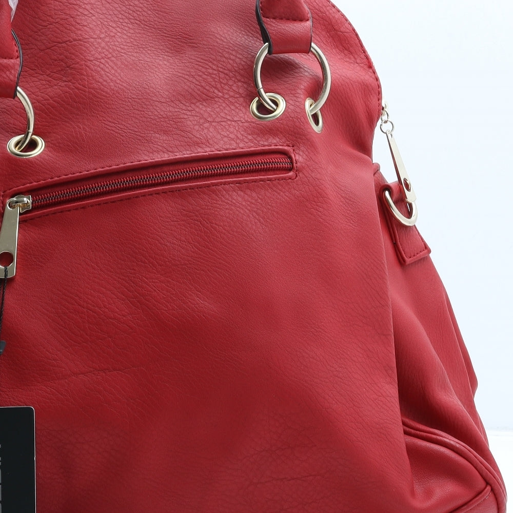 Victoria Collection Womens Red Leather Hobo Bag Size Large