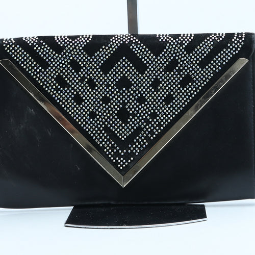 Atmosphere Womens Black Geometric Polyurethane Clutch Size Medium