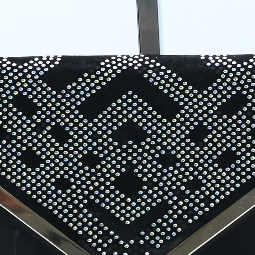 Atmosphere Womens Black Geometric Polyurethane Clutch Size Medium