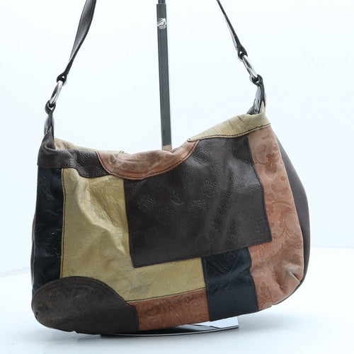 Kenar Womens Multicoloured Colorblock Leather Shoulder Bag Size Small