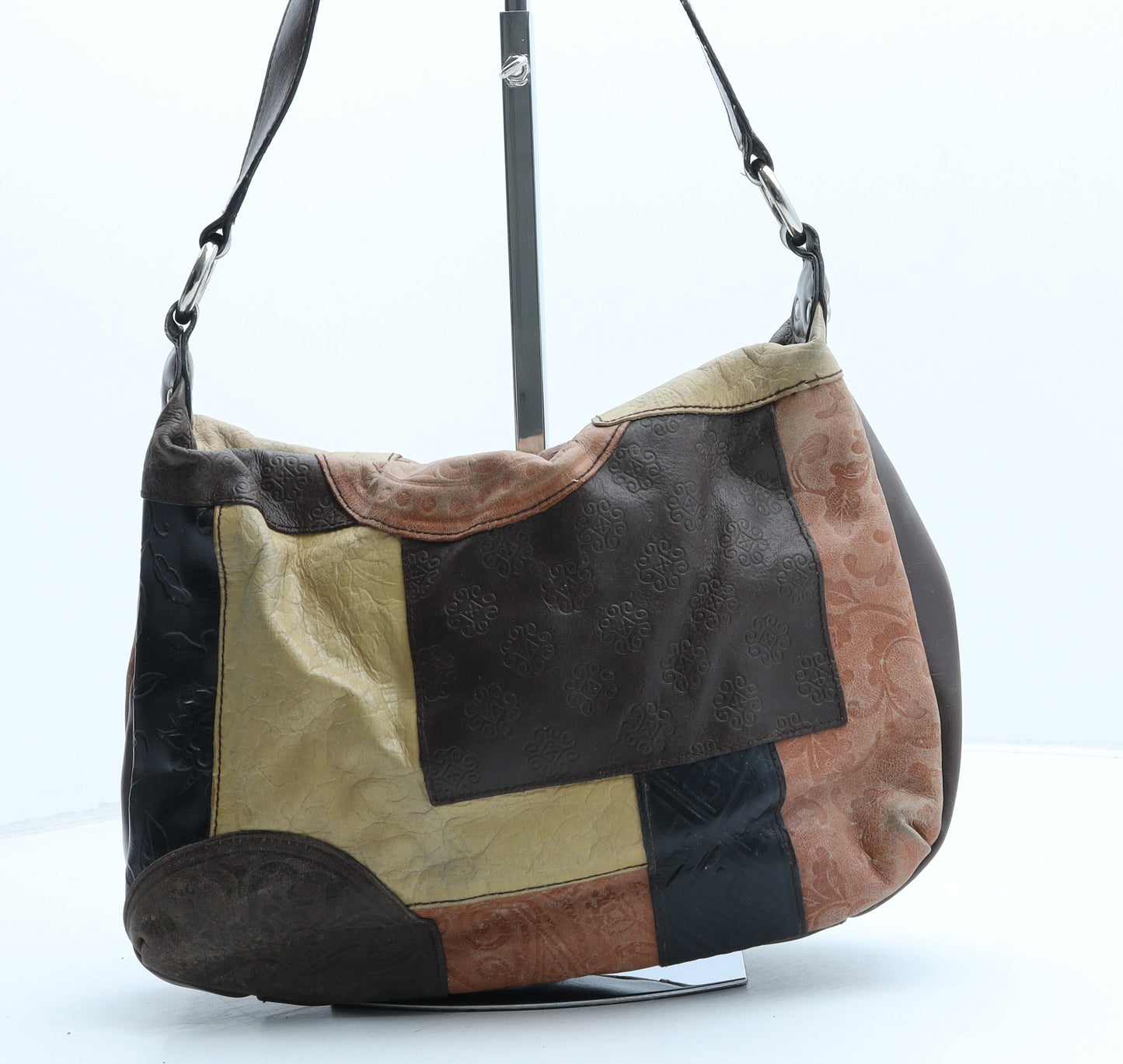 Kenar Womens Multicoloured Colorblock Leather Shoulder Bag Size Small