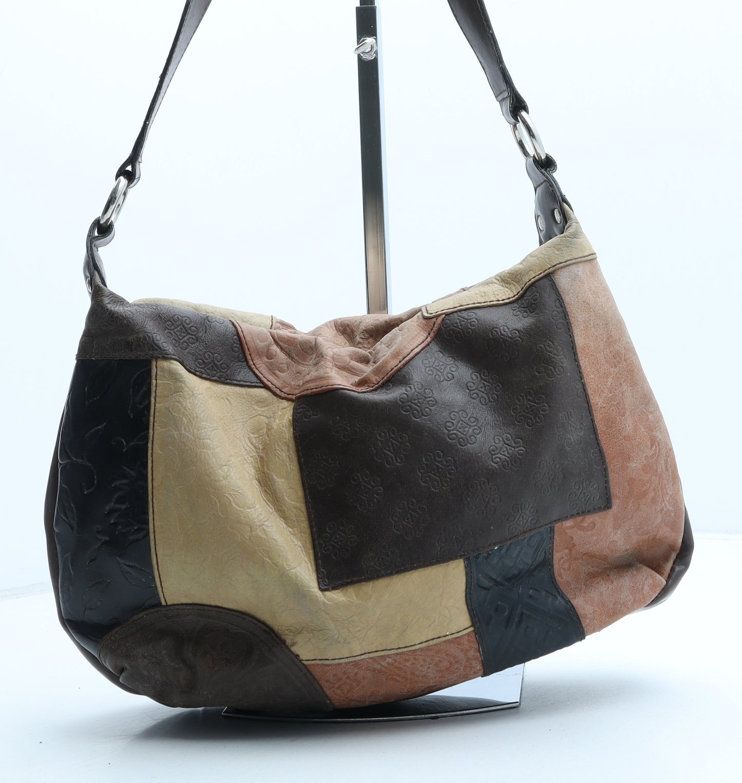 Kenar Womens Multicoloured Colorblock Leather Shoulder Bag Size Small