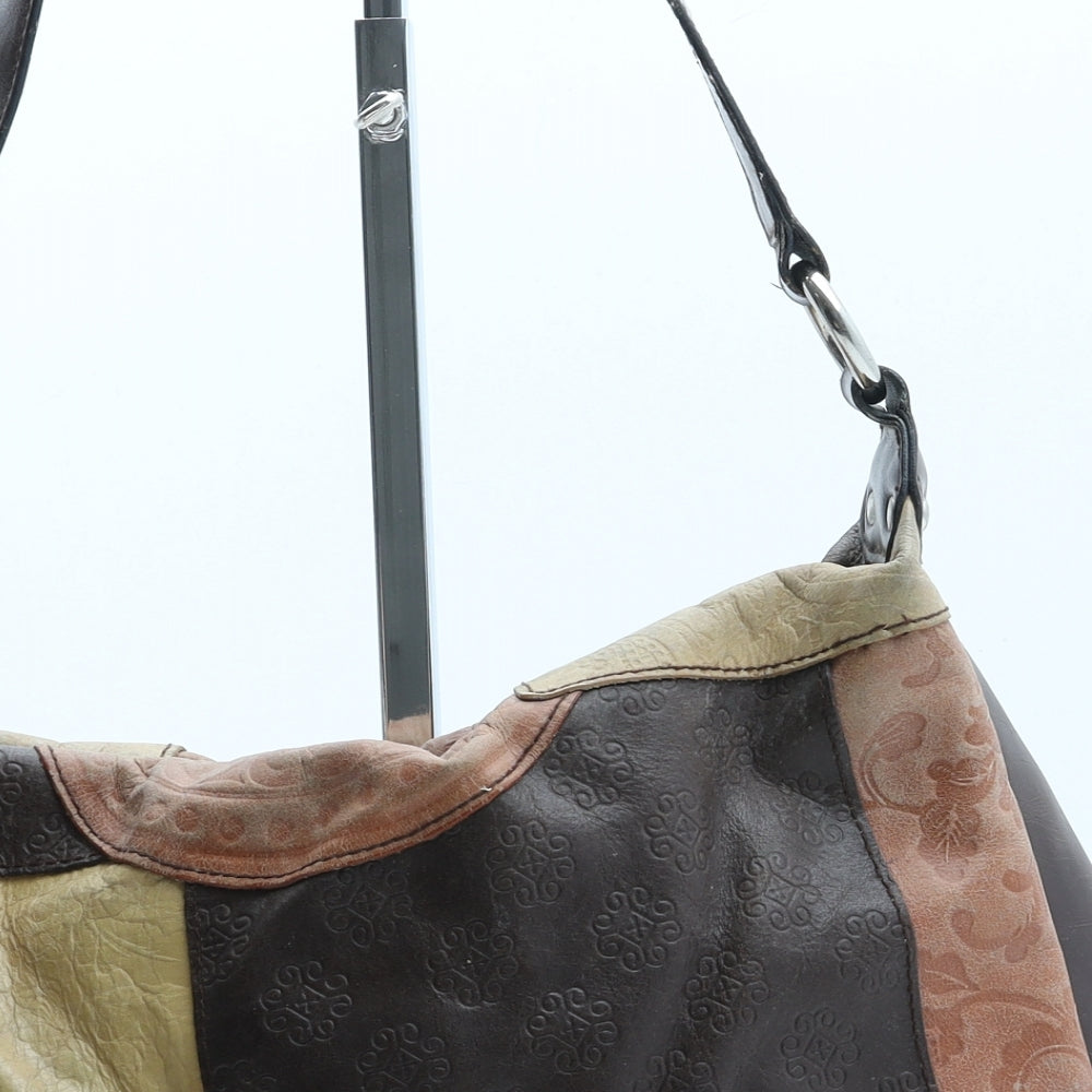 Kenar Womens Multicoloured Colorblock Leather Shoulder Bag Size Small