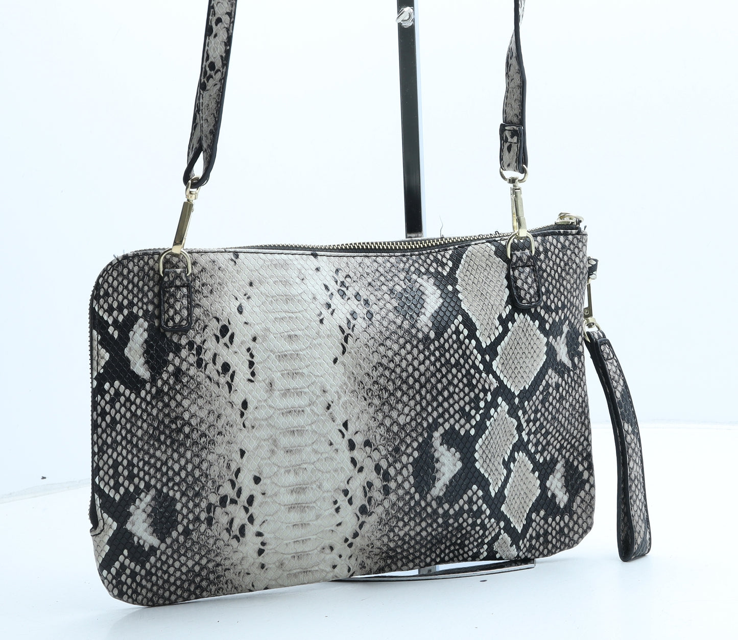 Topshop Womens Beige Animal Print Polyurethane Crossbody Size Medium - Snake Print