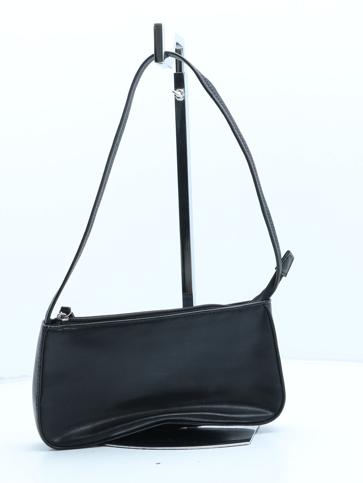 Preworn Womens Black Polyurethane Top Handle Bag Size Small