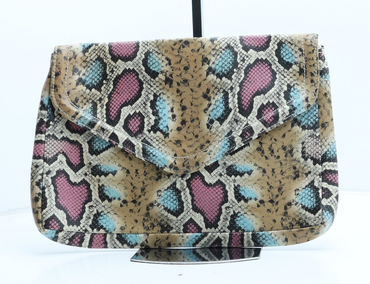 H&M Womens Multicoloured Animal Print Polyurethane Clutch Size Large - Snake Print