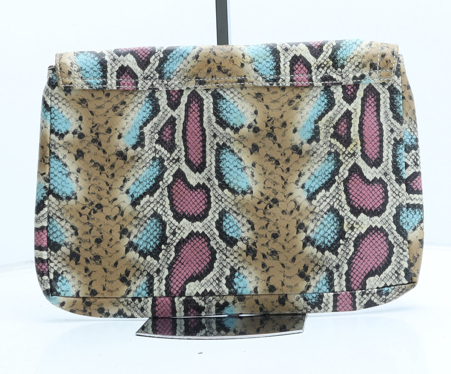 H&M Womens Multicoloured Animal Print Polyurethane Clutch Size Large - Snake Print