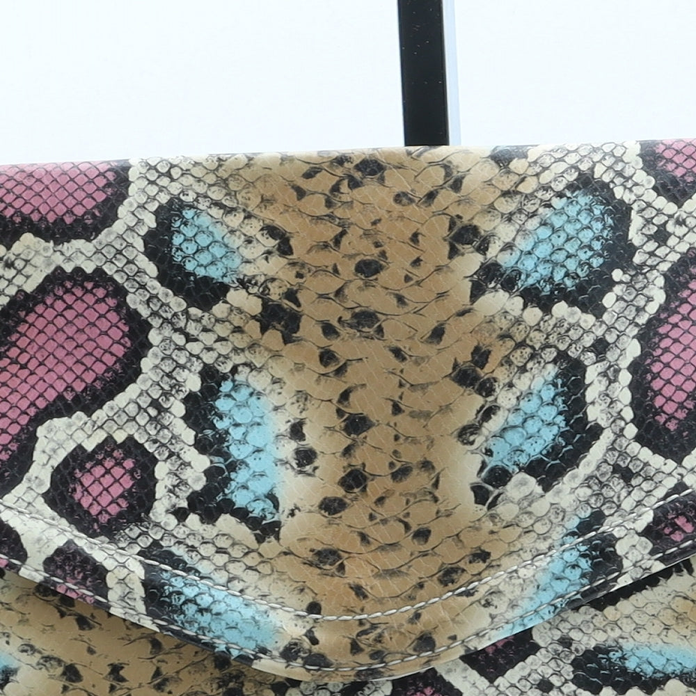 H&M Womens Multicoloured Animal Print Polyurethane Clutch Size Large - Snake Print