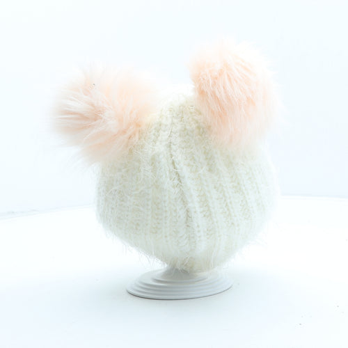 Primark Girls Ivory Acrylic Bobble Hat One Size