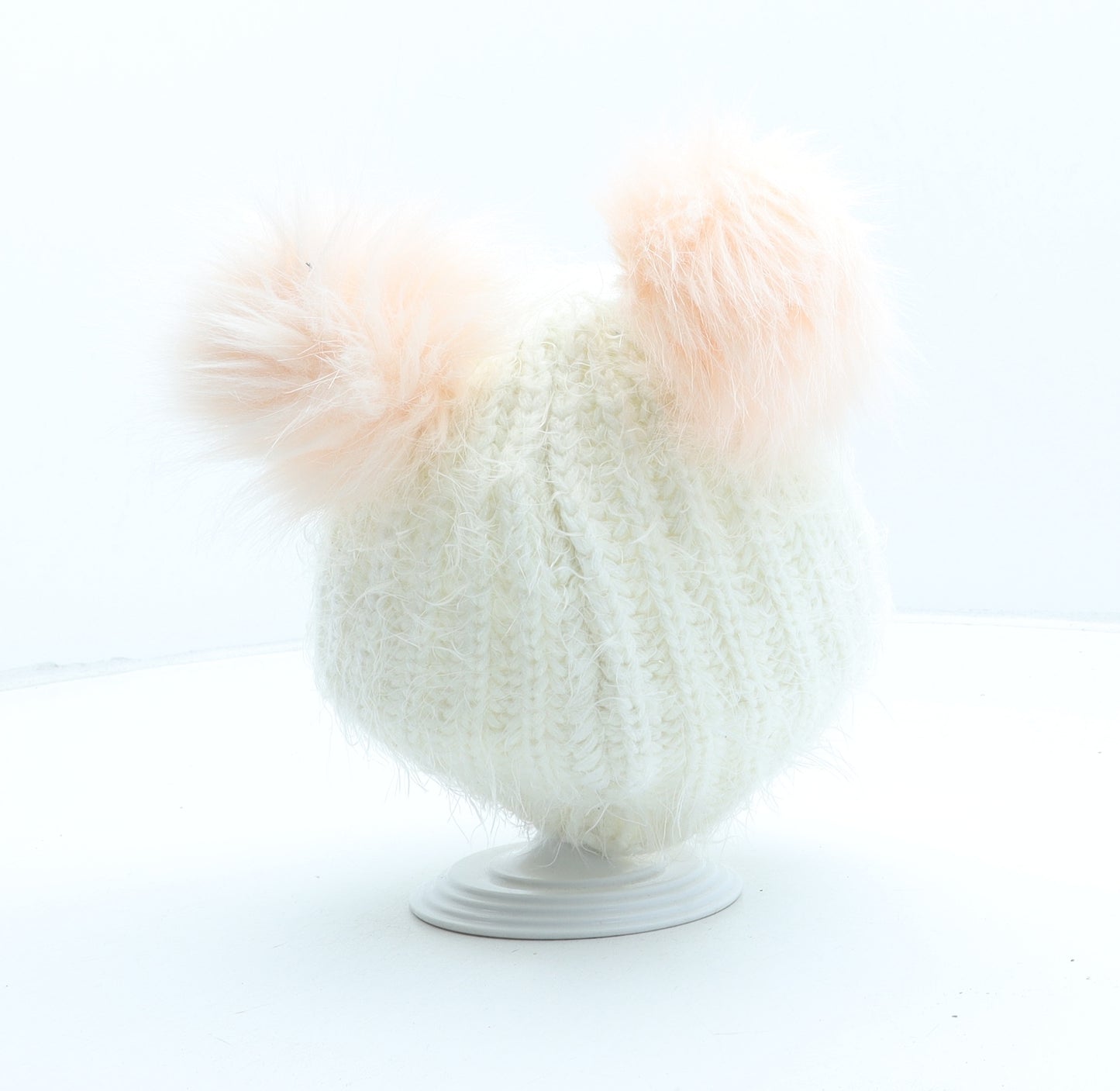 Primark Girls Ivory Acrylic Bobble Hat One Size