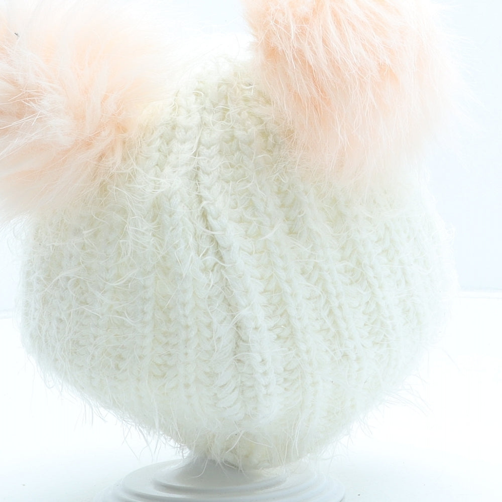 Primark Girls Ivory Acrylic Bobble Hat One Size