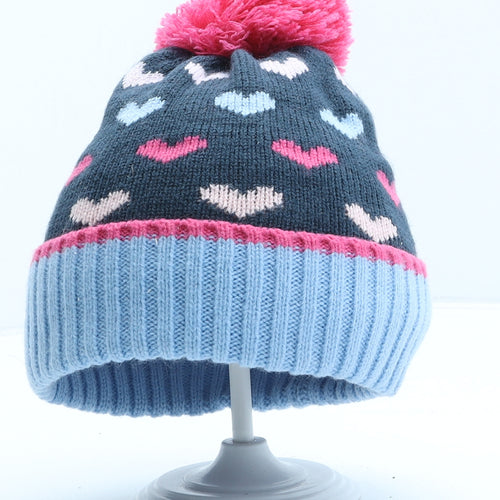 TU Girls Blue Acrylic Bobble Hat One Size - UK Size 10-13 Years
