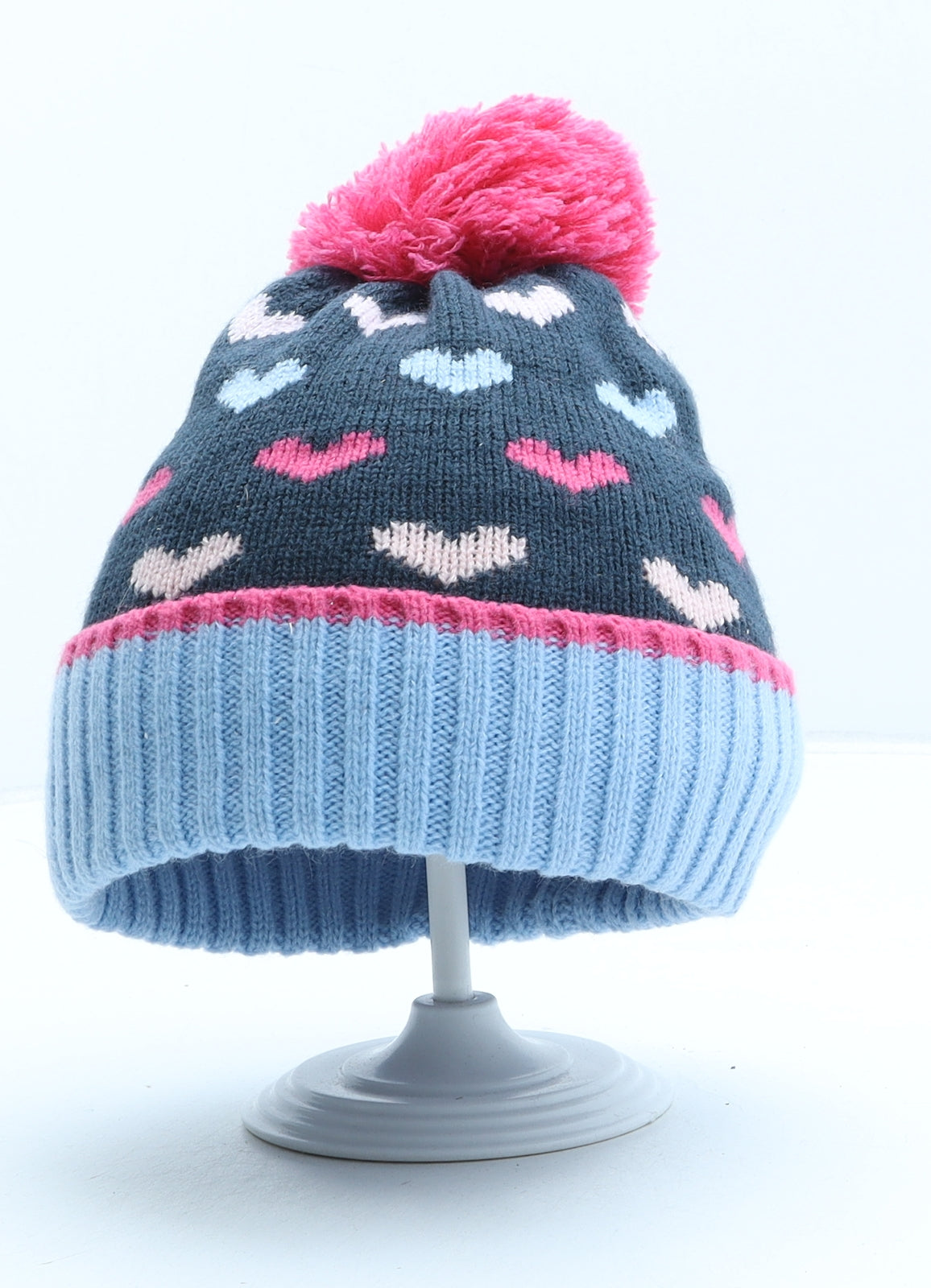 TU Girls Blue Acrylic Bobble Hat One Size - UK Size 10-13 Years