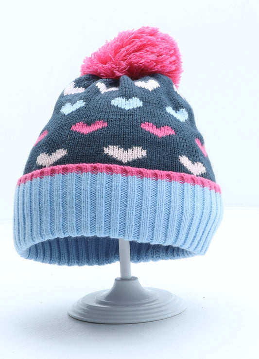 TU Girls Blue Acrylic Bobble Hat One Size - UK Size 10-13 Years