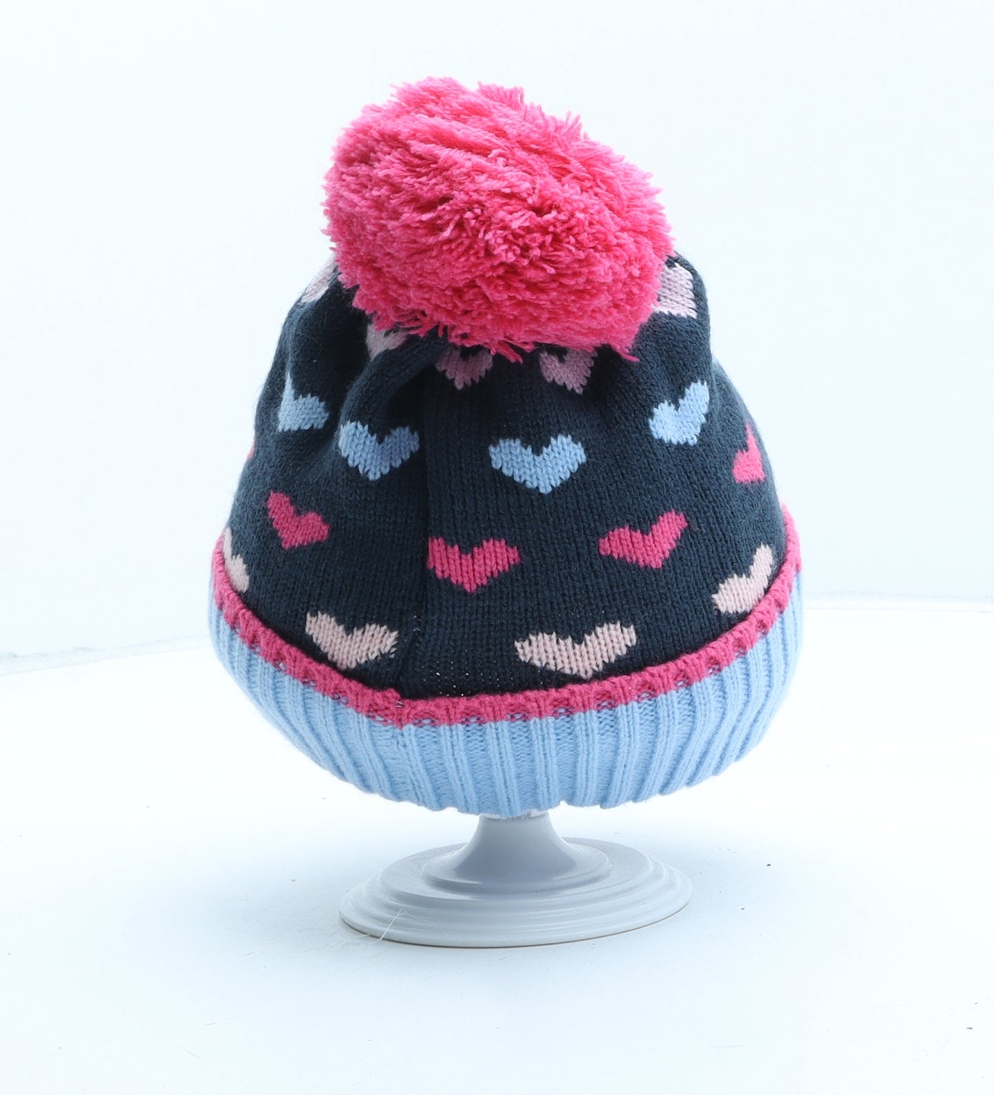 TU Girls Blue Acrylic Bobble Hat One Size - UK Size 10-13 Years