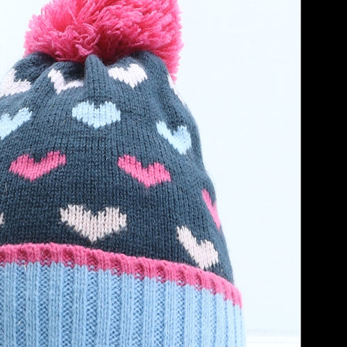 TU Girls Blue Acrylic Bobble Hat One Size - UK Size 10-13 Years