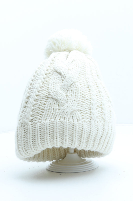 Winter Collection Womens Ivory Acrylic Bobble Hat One Size