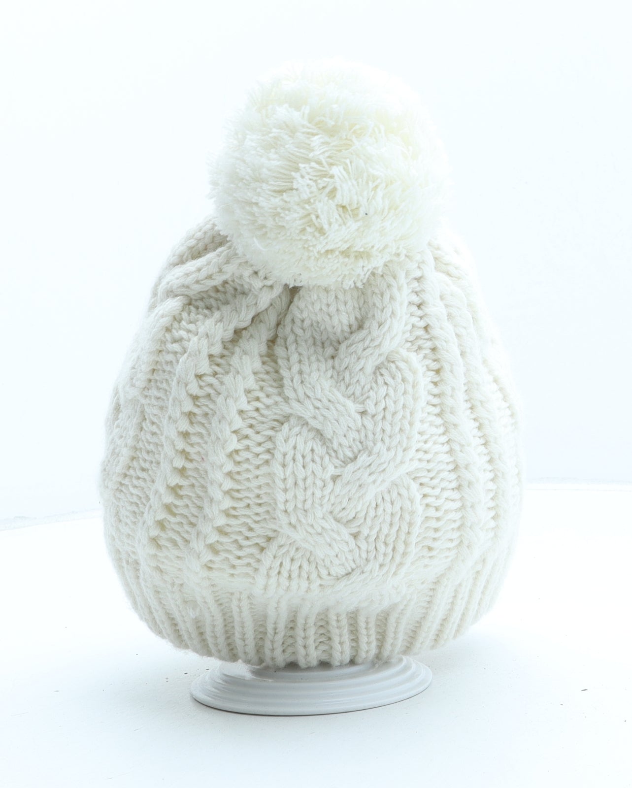 Winter Collection Womens Ivory Acrylic Bobble Hat One Size