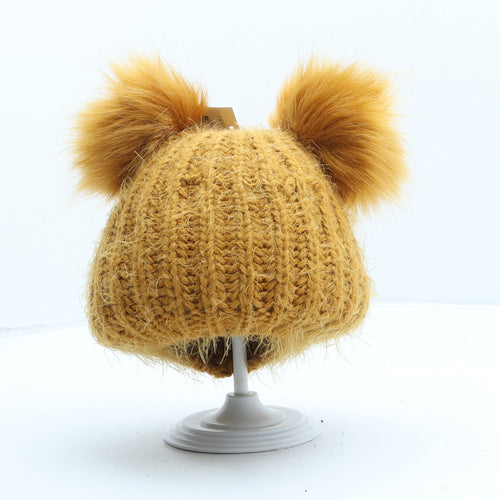 Primark Girls Yellow Acrylic Bobble Hat One Size