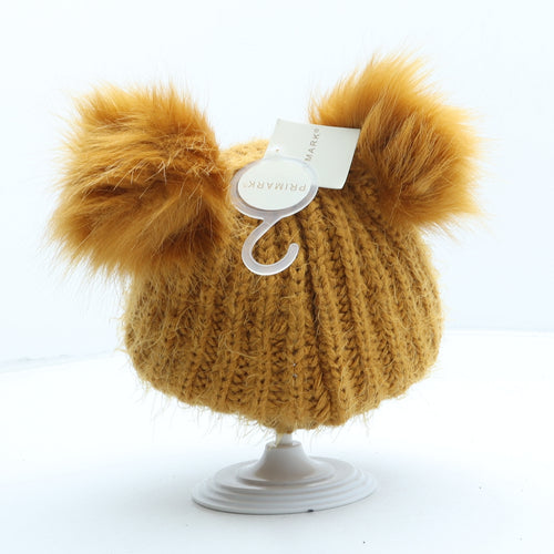 Primark Girls Yellow Acrylic Bobble Hat One Size