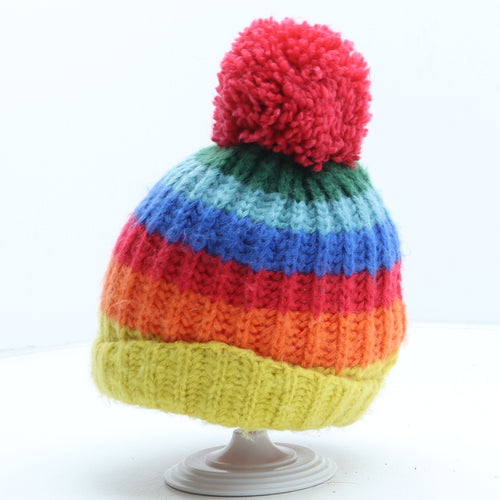 NEXT Girls Multicoloured Striped Acrylic Bobble Hat One Size