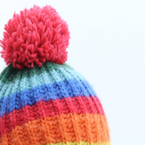 NEXT Girls Multicoloured Striped Acrylic Bobble Hat One Size