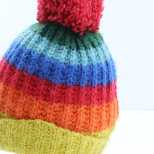 NEXT Girls Multicoloured Striped Acrylic Bobble Hat One Size