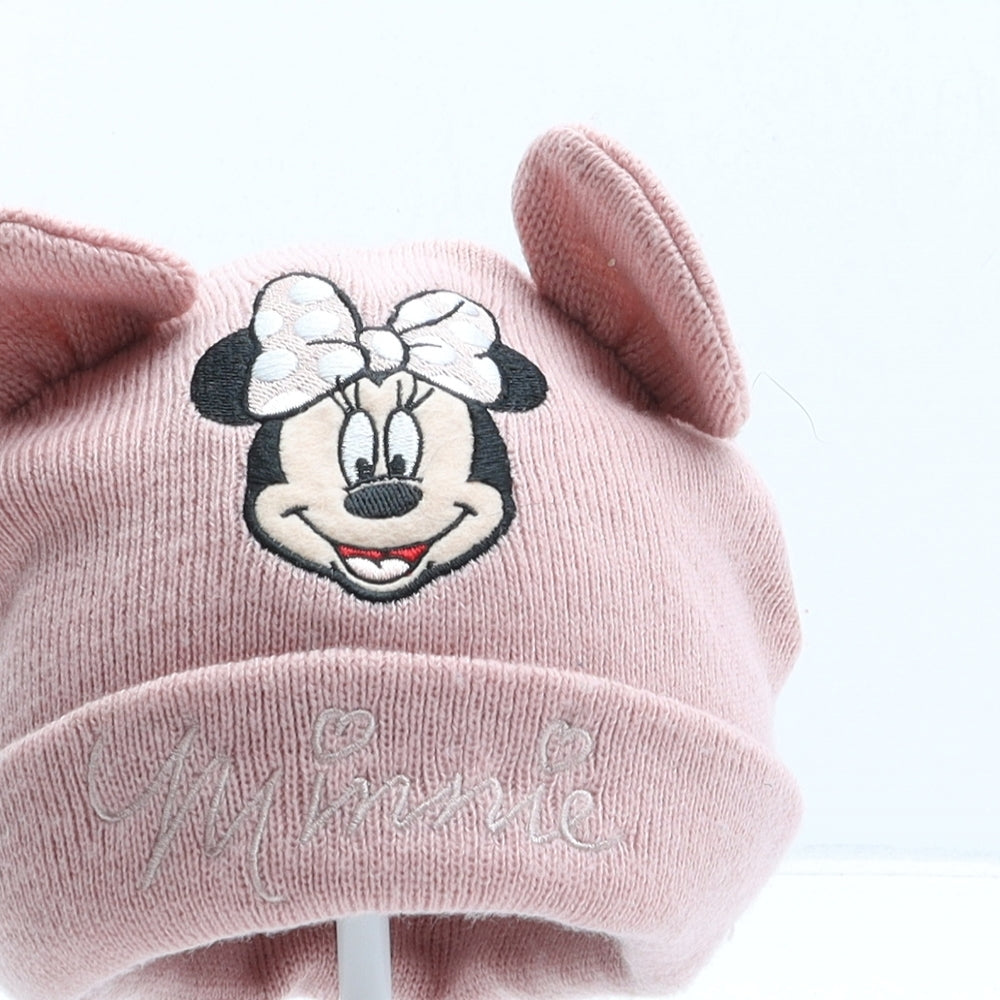 Disney Baby Girls Pink Acrylic Beanie One Size - Minnie Mouse
