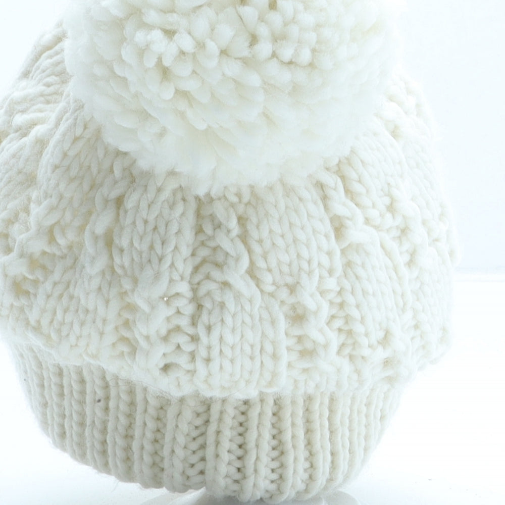 Nutmeg Womens Ivory Acrylic Bobble Hat One Size