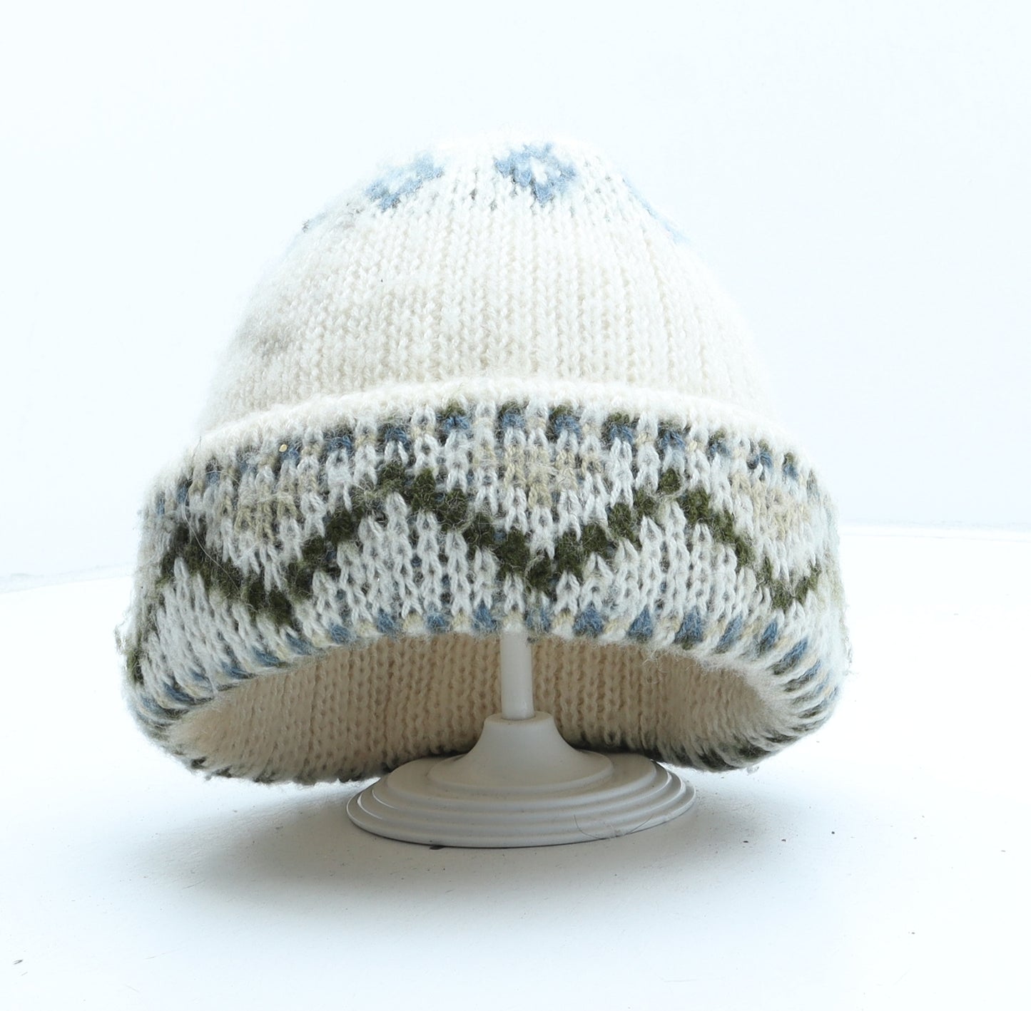 St Michael Womens Beige Fair Isle Acrylic Beanie One Size