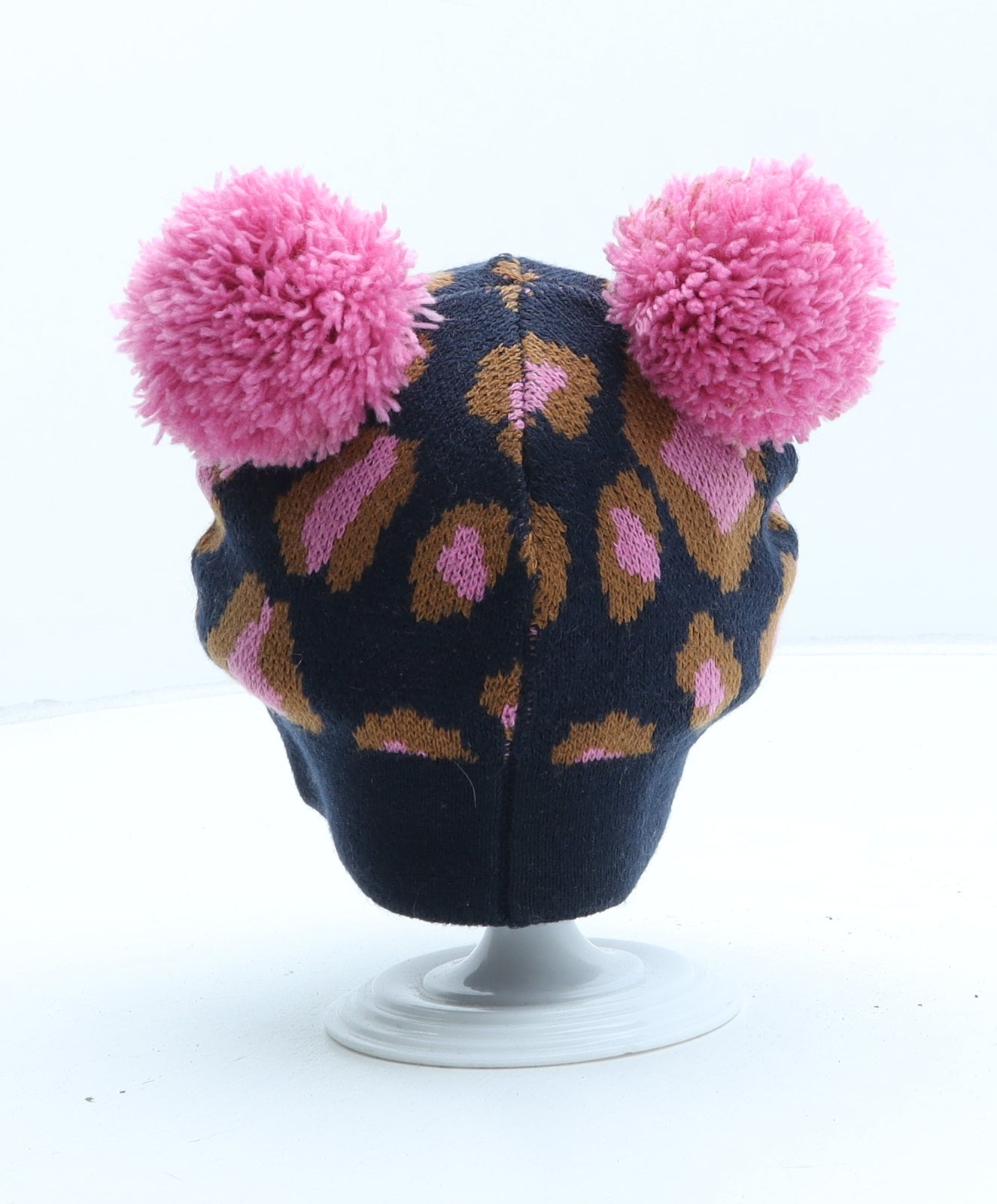 Very Girls Blue Animal Print Acrylic Bobble Hat One Size - UK Size 12-18 Months