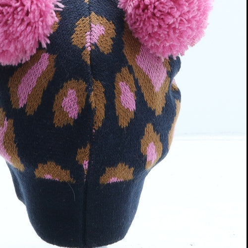 Very Girls Blue Animal Print Acrylic Bobble Hat One Size - UK Size 12-18 Months