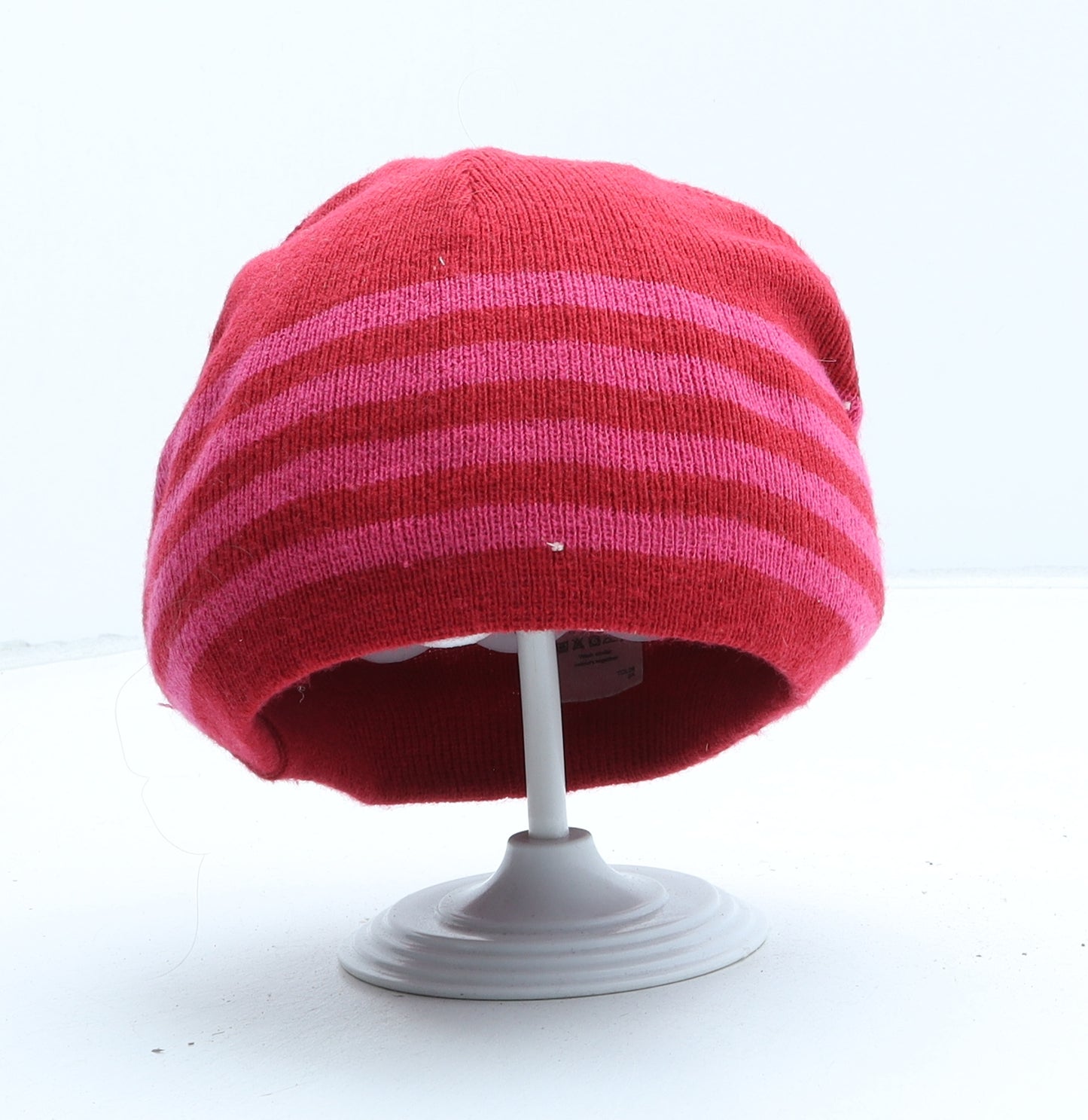 Preworn Womens Pink Striped Acrylic Beanie One Size