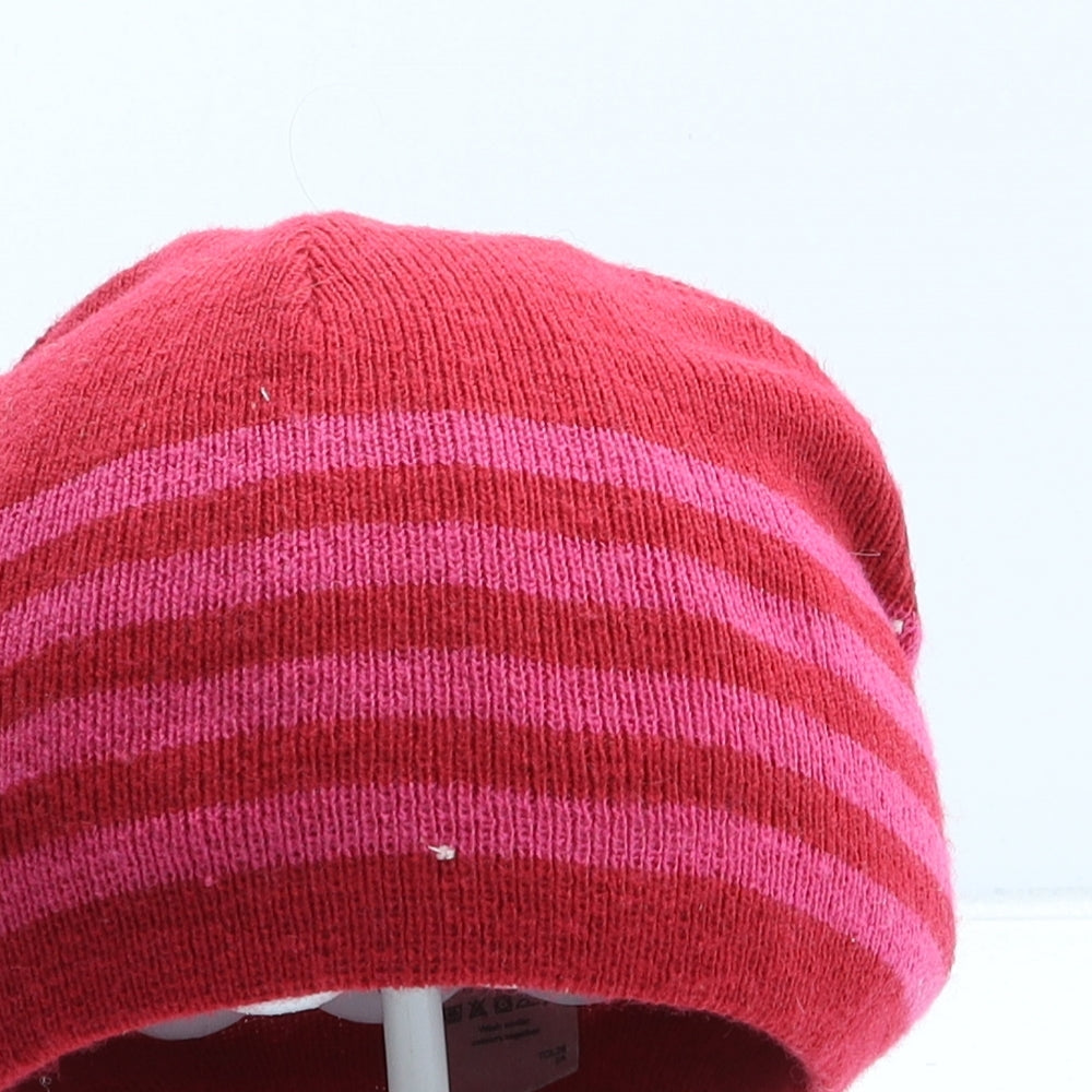 Preworn Womens Pink Striped Acrylic Beanie One Size