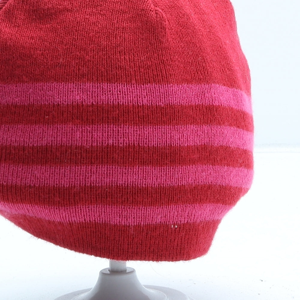 Preworn Womens Pink Striped Acrylic Beanie One Size