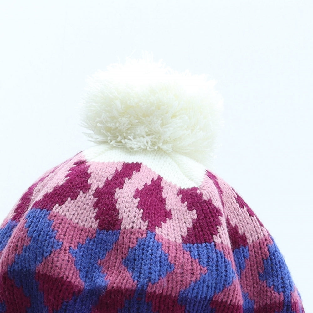 Preworn Womens Multicoloured Geometric Acrylic Bobble Hat One Size