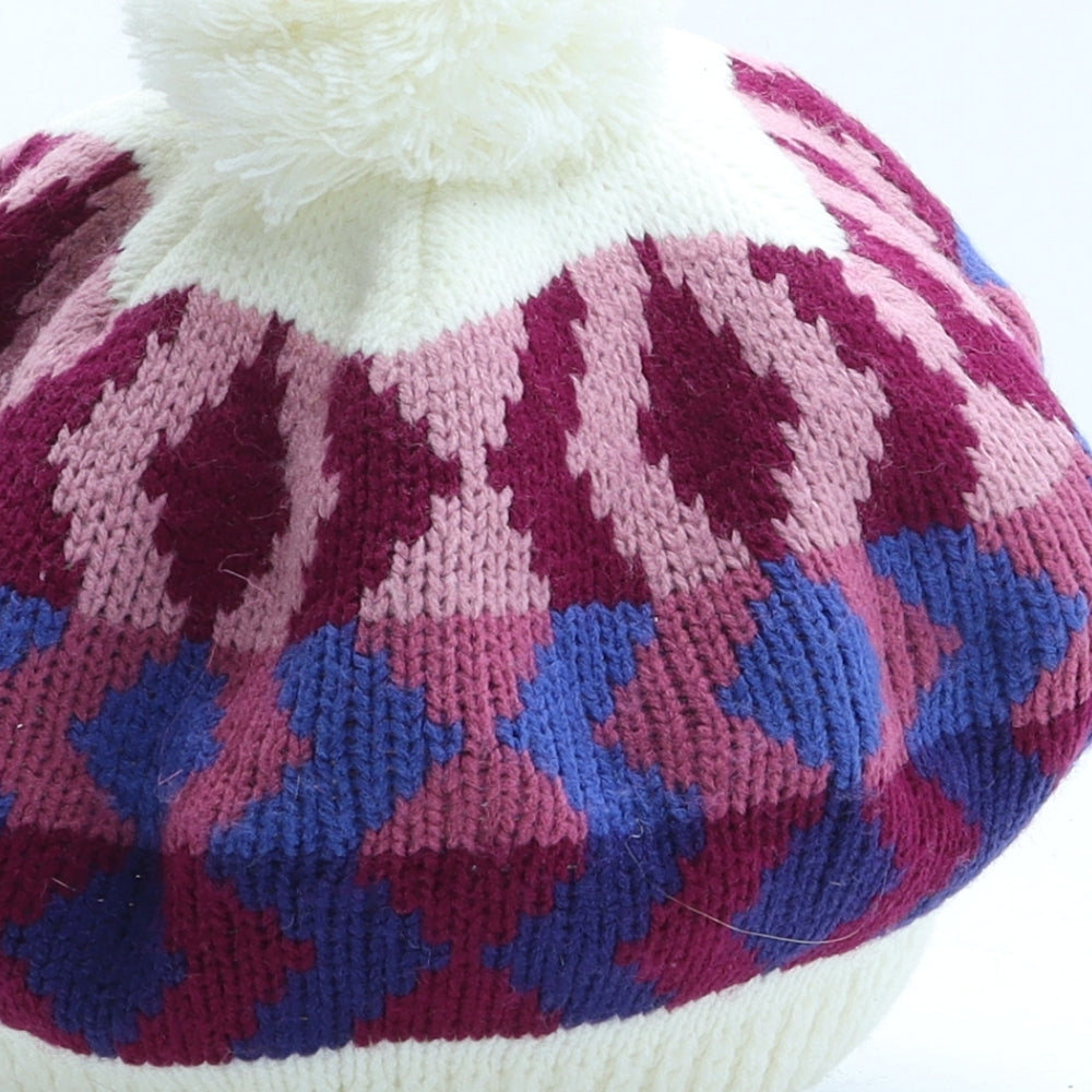 Preworn Womens Multicoloured Geometric Acrylic Bobble Hat One Size