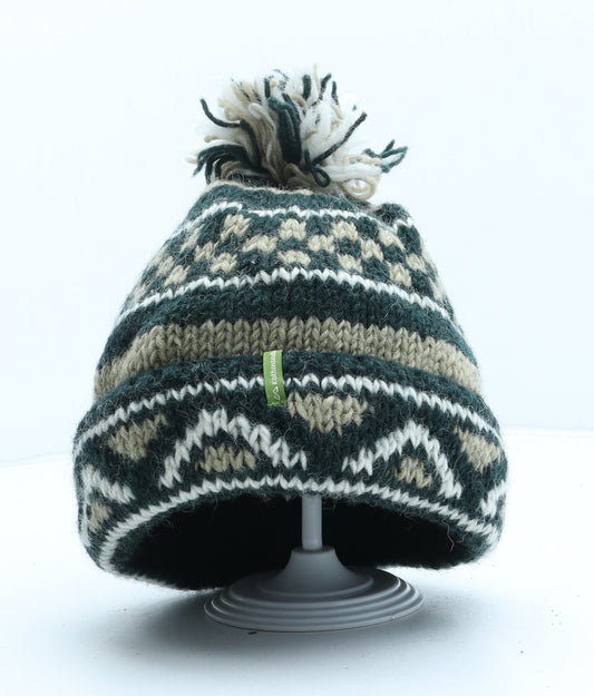 Kathmandu Womens Green Geometric Wool Bobble Hat One Size