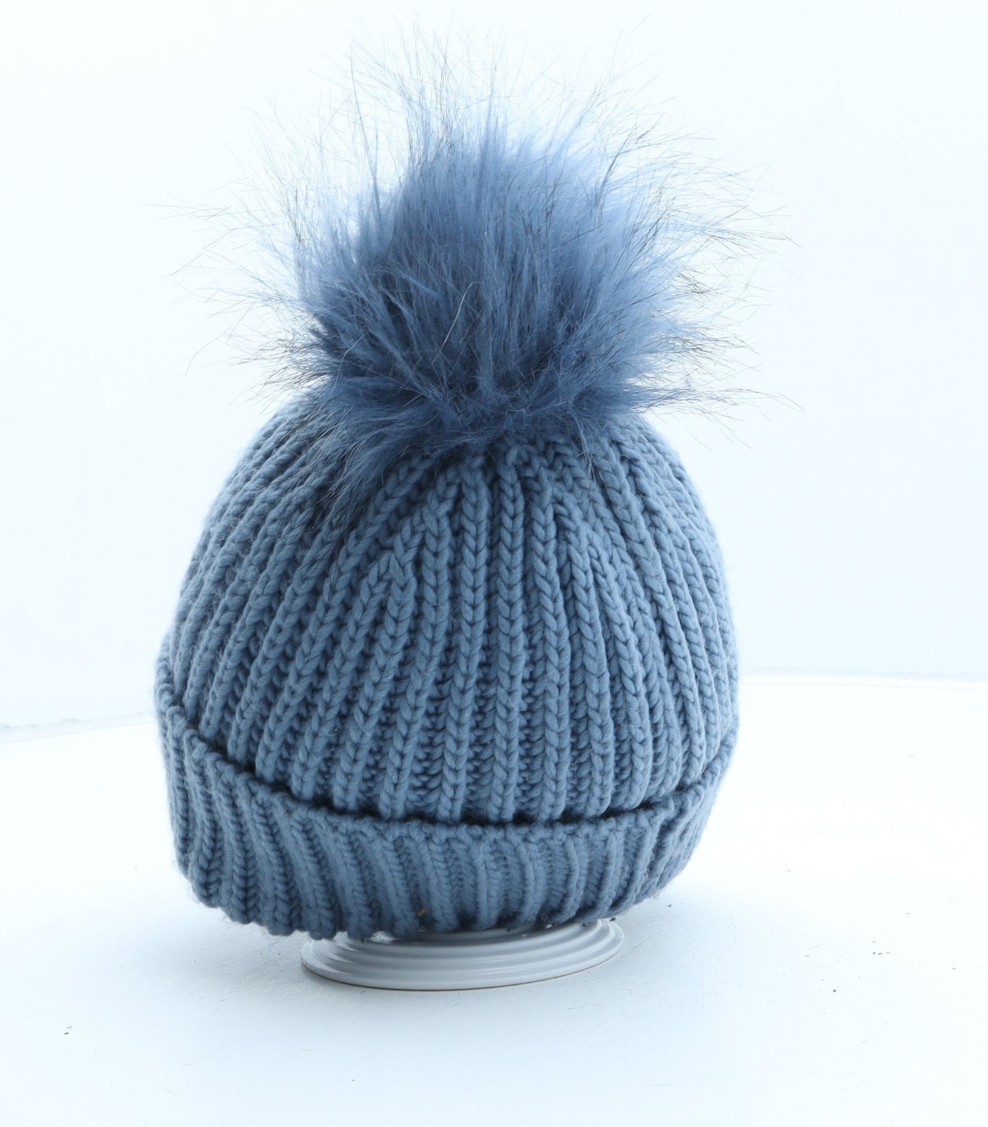 Topshop Womens Blue Acrylic Bobble Hat One Size