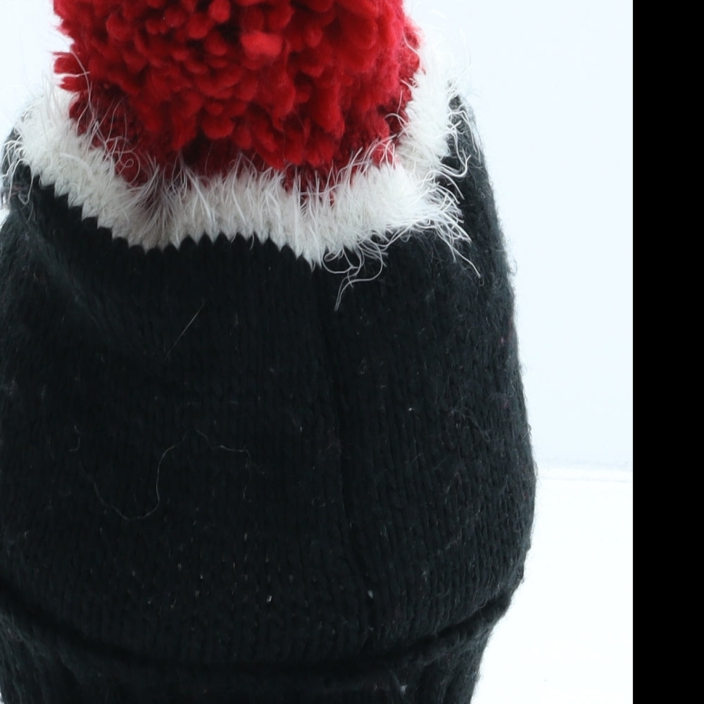 Preworn Womens Black Acrylic Bobble Hat One Size - Penguin