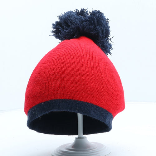George Boys Red Acrylic Bobble Hat One Size - UK Size 4-8 Years