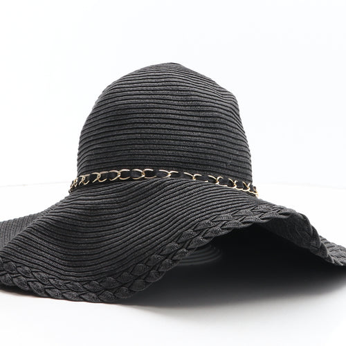 Matalan Womens Black Paper Sun Hat One Size - Chain Detail