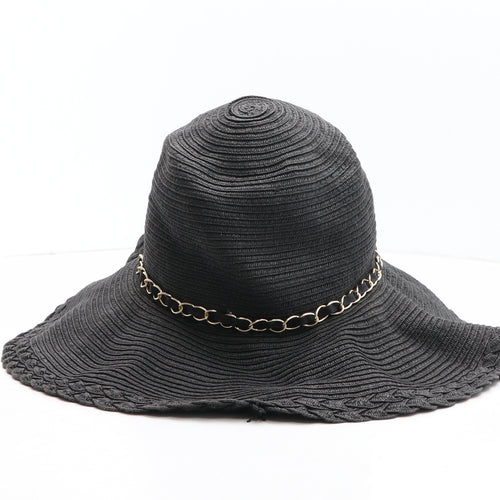 Matalan Womens Black Paper Sun Hat One Size - Chain Detail