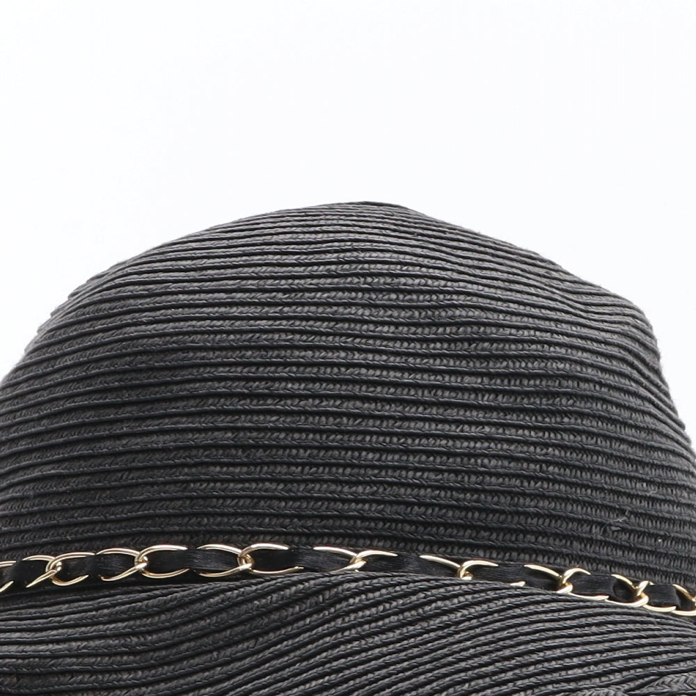 Matalan Womens Black Paper Sun Hat One Size - Chain Detail