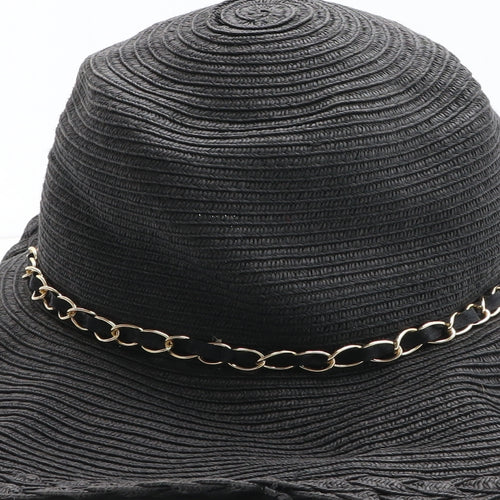 Matalan Womens Black Paper Sun Hat One Size - Chain Detail
