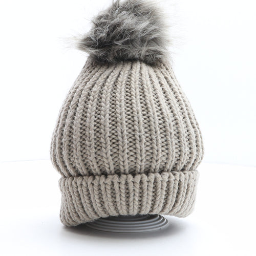 Preworn Womens Grey Acrylic Bobble Hat One Size