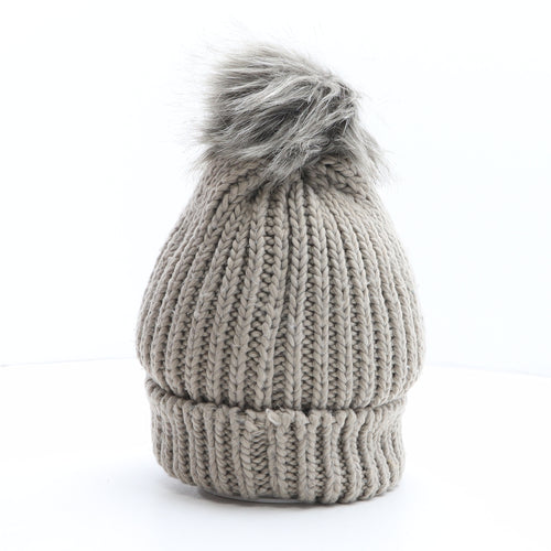 Preworn Womens Grey Acrylic Bobble Hat One Size