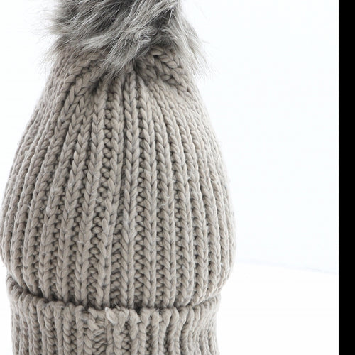 Preworn Womens Grey Acrylic Bobble Hat One Size