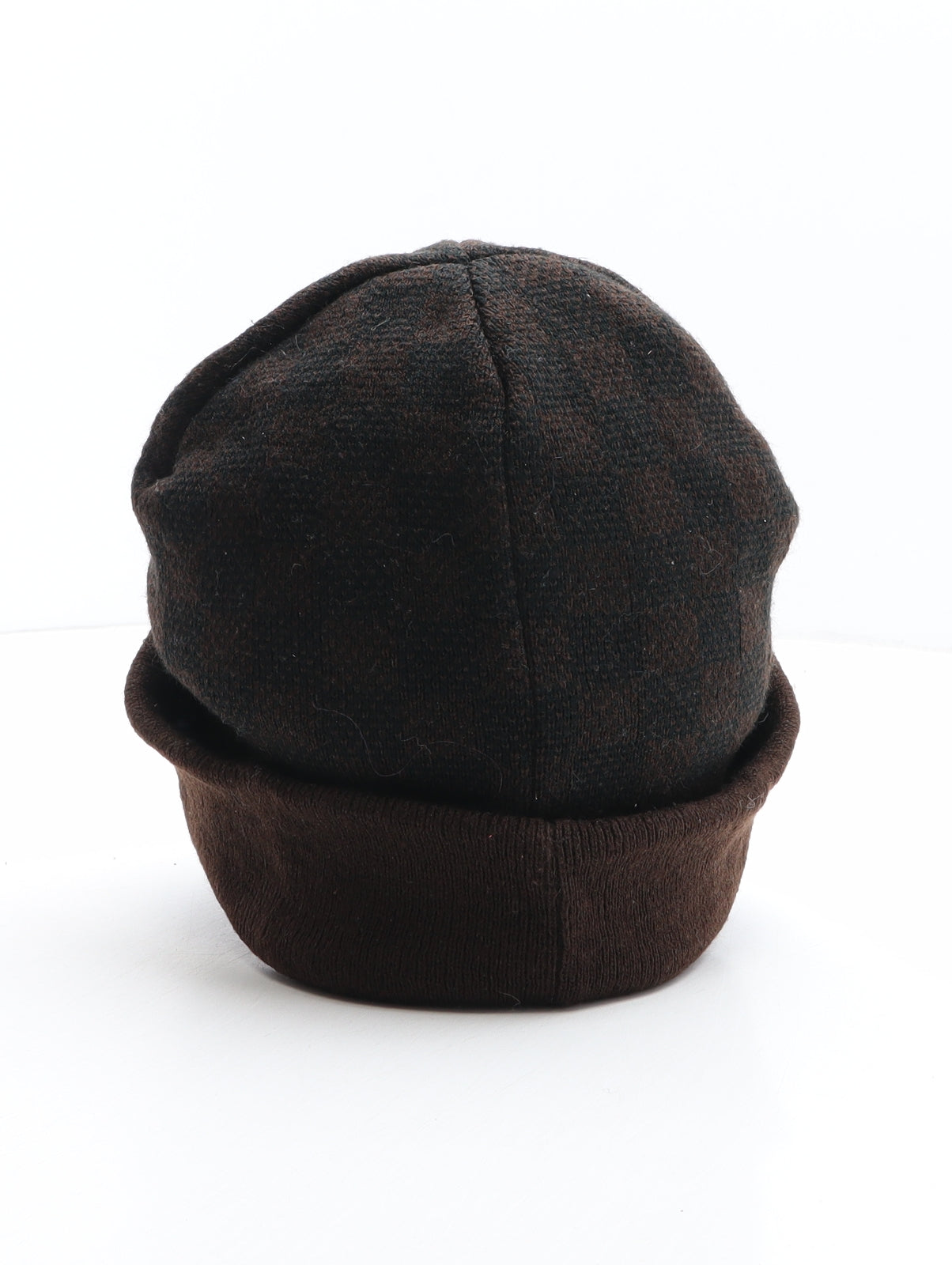 Preworn Mens Black Check Acrylic Beanie One Size