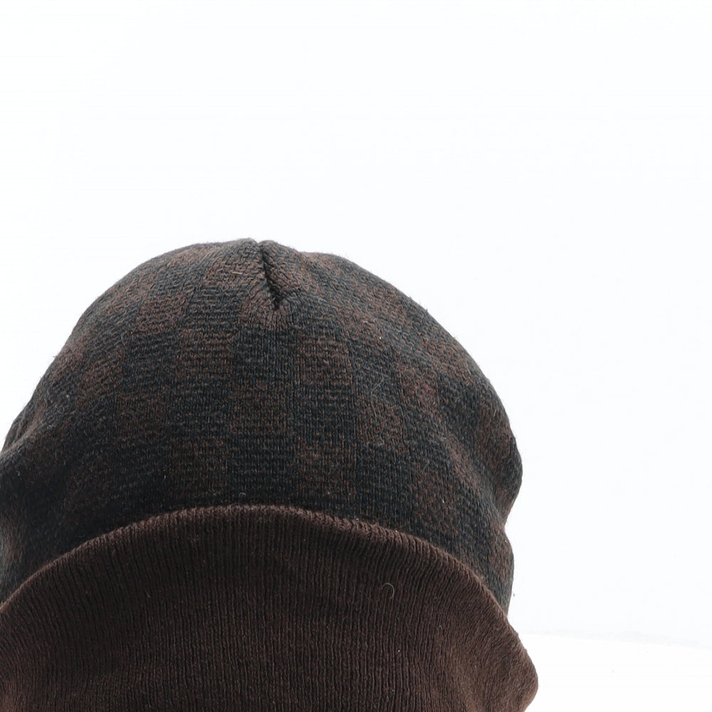 Preworn Mens Black Check Acrylic Beanie One Size
